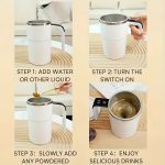 LED smart electric cup – USB rechargeable, large capacity, portable, mixes milk, chocolate & coffee, 6200 RPM motor, perfect for home & office - 图片 8
