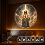 God and Jesus Pattern Projection Light, Six Interchangeable Patterns, Room Ceiling Background Decoration Light, 360° Rotating Portable USB Gadget, Creative Gift, God Bless, a Gift for Christian Enthusiasts.
