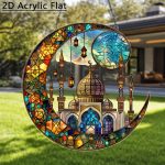 2D Flat, 2D Flat Acrylic, 1pc, Bohemian Style Ramadan Mosque, Garden Light Catcher, Ramadan Window Hanging Decoration, Ramadan Gift, Bedroom Kitchen Indoor Decoration, Courtyard Scene Party Outdoor Decoration, Ramadan Garden Decoration, 2D Flat - 图片 5