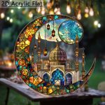 2D Flat, 2D Flat Acrylic, 1pc, Bohemian Style Ramadan Mosque, Garden Light Catcher, Ramadan Window Hanging Decoration, Ramadan Gift, Bedroom Kitchen Indoor Decoration, Courtyard Scene Party Outdoor Decoration, Ramadan Garden Decoration, 2D Flat - 图片 4