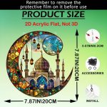 2D Flat, 2D Flat Acrylic, 1pc, Bohemian Style Ramadan Mosque, Garden Light Catcher, Ramadan Window Hanging Decoration, Ramadan Gift, Bedroom Kitchen Indoor Decoration, Courtyard Scene Party Outdoor Decoration, Ramadan Garden Decoration, 2D Flat - 图片 2