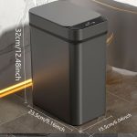 “Black 2pcs motion sensor smart trash cans – 11L, touchless, minimalist, perfect for home or kitchen.” - 图片 2