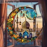 2D Flat, 2D Flat Acrylic, 1pc, Bohemian Style Ramadan Mosque, Garden Light Catcher, Ramadan Window Hanging Decoration, Ramadan Gift, Bedroom Kitchen Indoor Decoration, Courtyard Scene Party Outdoor Decoration, Ramadan Garden Decoration, 2D Flat - 图片 3