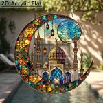 2D Flat, 2D Flat Acrylic, 1pc, Bohemian Style Ramadan Mosque, Garden Light Catcher, Ramadan Window Hanging Decoration, Ramadan Gift, Bedroom Kitchen Indoor Decoration, Courtyard Scene Party Outdoor Decoration, Ramadan Garden Decoration, 2D Flat - 图片 6