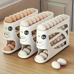Stackable egg holder – automatic sliding, large capacity, transparent PP, saves fridge space & keeps eggs fresh