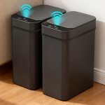 “Black 2pcs motion sensor smart trash cans – 11L, touchless, minimalist, perfect for home or kitchen.” - 图片 6