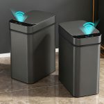 “Black 2pcs motion sensor smart trash cans – 11L, touchless, minimalist, perfect for home or kitchen.” - 图片 8
