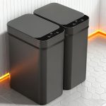 “Black 2pcs motion sensor smart trash cans – 11L, touchless, minimalist, perfect for home or kitchen.” - 图片 4