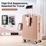 KINGSUN Travel Bag Versatile Luggage Featuring USB Charging Port And Cup Holder, Lightweight Cabin Size Suitcase
